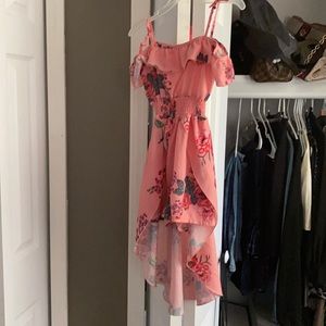 Little girls floral high low skort.